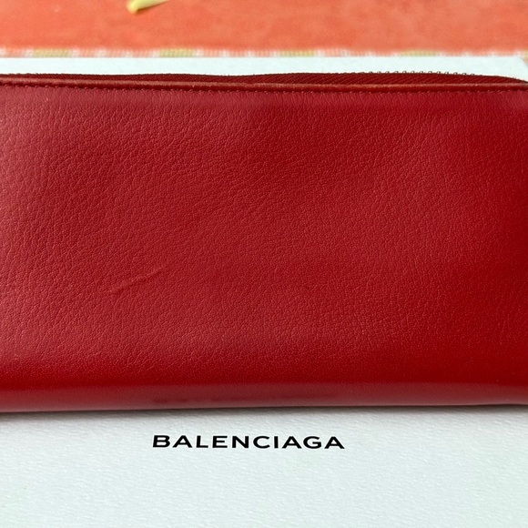 Balenciaga Red Long Zipped Wallet Soft Leather - Picture 3 of 16